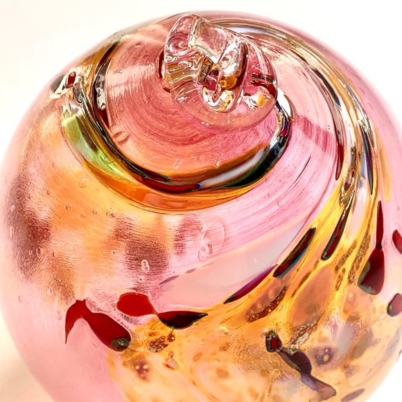 PINK GOLD SPECKLED EGG_HAND BLOWN GLASS ORNAMENT - Picture 11 of 16